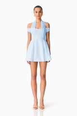 Ruby Halter Mini Dress in Blue