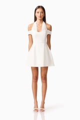 Ruby Halter Mini Dress in White