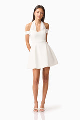 Ruby Halter Mini Dress in White