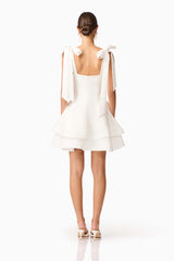 Livia Tiered Mini Dress in White
