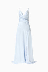 Clementine Cowl Neck Gown in Pale Blue