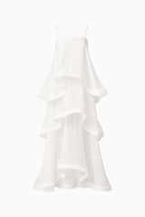 Moss Tiered Embellished Gown in White