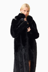 Lux Faux Fur Coat in Black