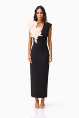 Zahara V-Neck Gown in Black