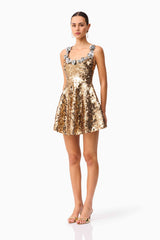 Noelle Sequin Mini Dress in Gold