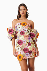 Perry Floral Embellished Mini Dress in Pink
