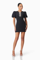 Delia Diamante Mini Dress In Black
