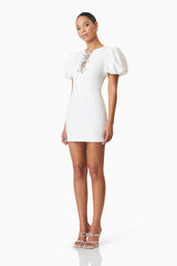 Delia Diamante Mini Dress In White