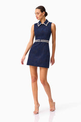 Melody Jacquard Mini Dress in Blue