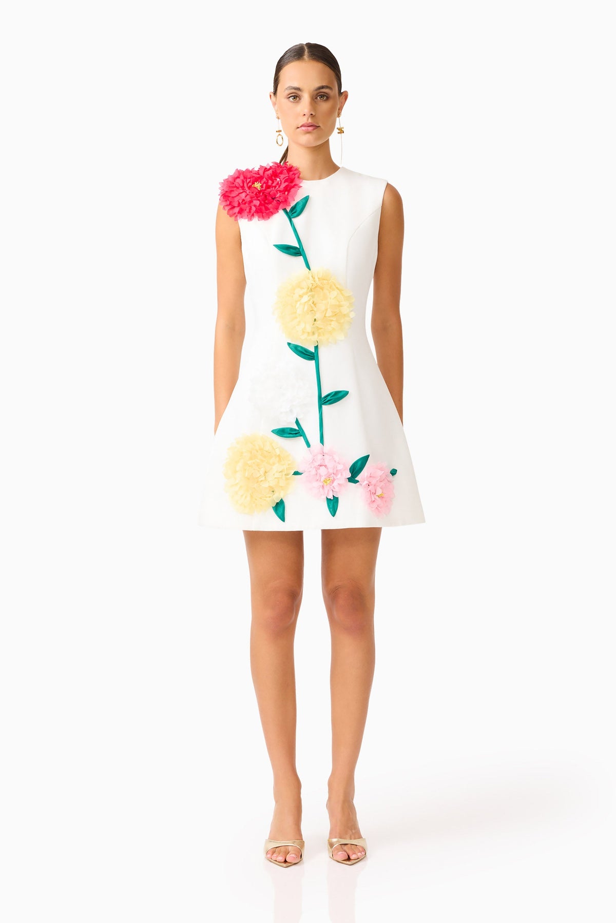 Buttercup Embroidered Mini Dress in Ivory