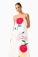 Buttercup Embroidered Maxi Dress in White