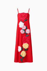 Buttercup Embroidered Maxi Dress In Red