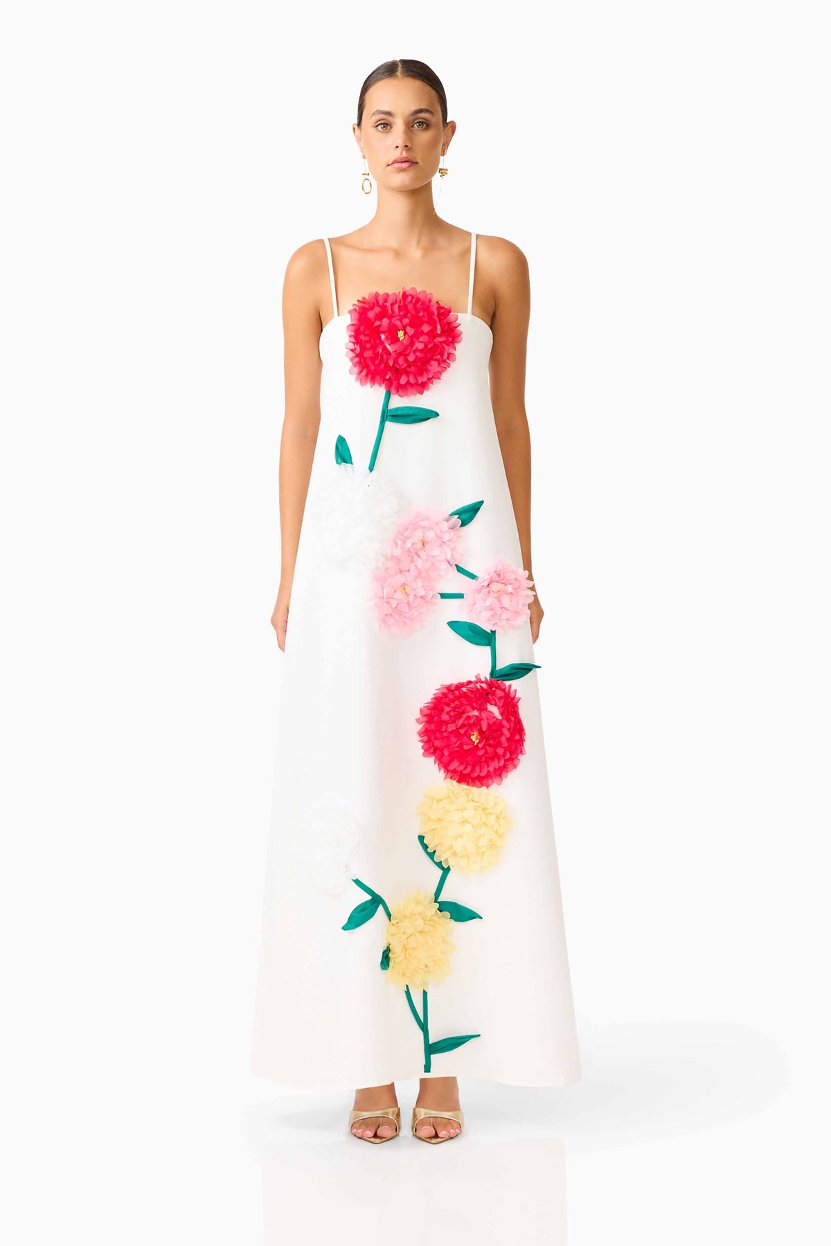 Buttercup Embroidered Maxi Dress in White