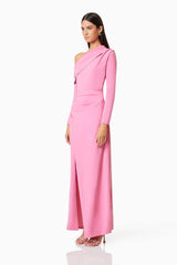 Jamie One Shoulder Gown In Pink