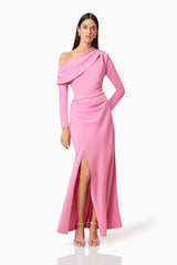 Jamie One Shoulder Gown In Pink