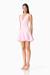 Marla V-Neck Mini Dress in Pink