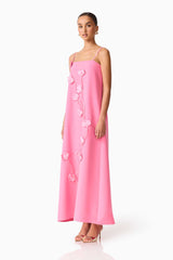 Nolana Floral Applique Gown in Pink