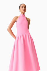 Nolana Halter Midi Dress in Pink