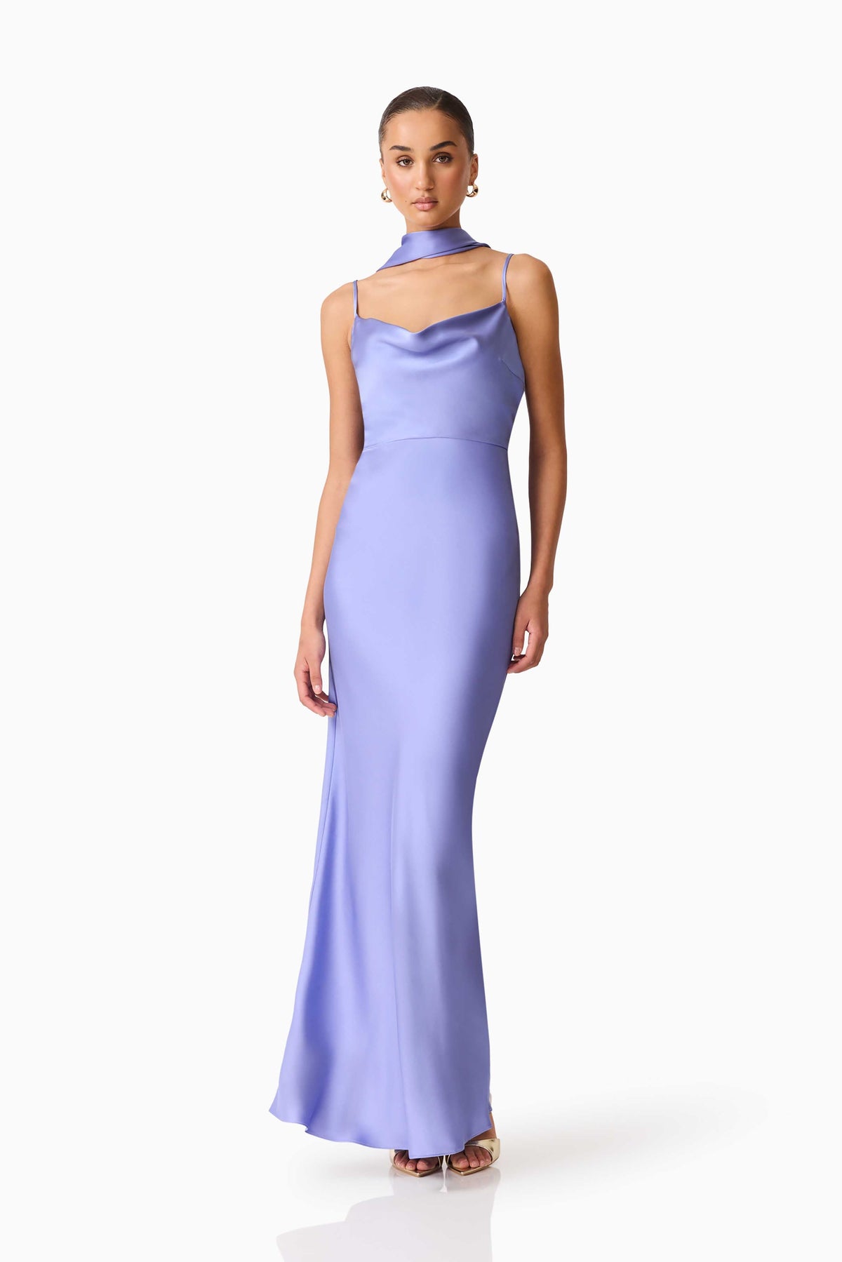 Jacinta Cowl Neck Gown in Blue