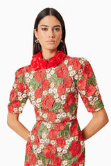 Roselyn Cocktail Midi Dress in Red