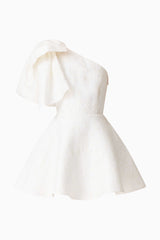 Saffron Asymmetrical Mini Dress in White