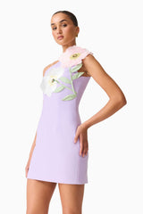 Hope One Shoulder Mini Dress in Purple