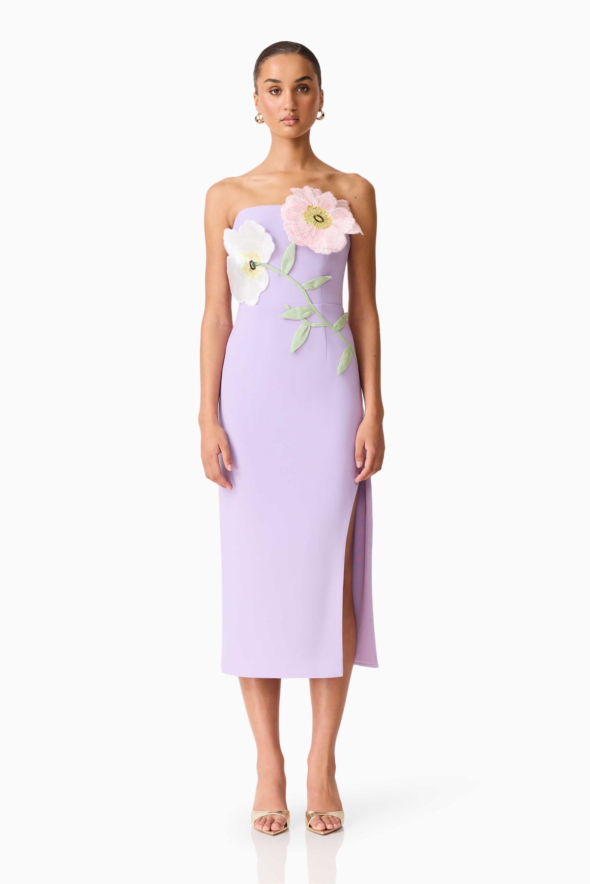 Hope Strapless Midi Dress in Purple