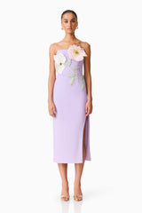 Hope Strapless Midi Dress in Purple