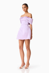 Hope Off the Shoulder Mini Dress in Purple
