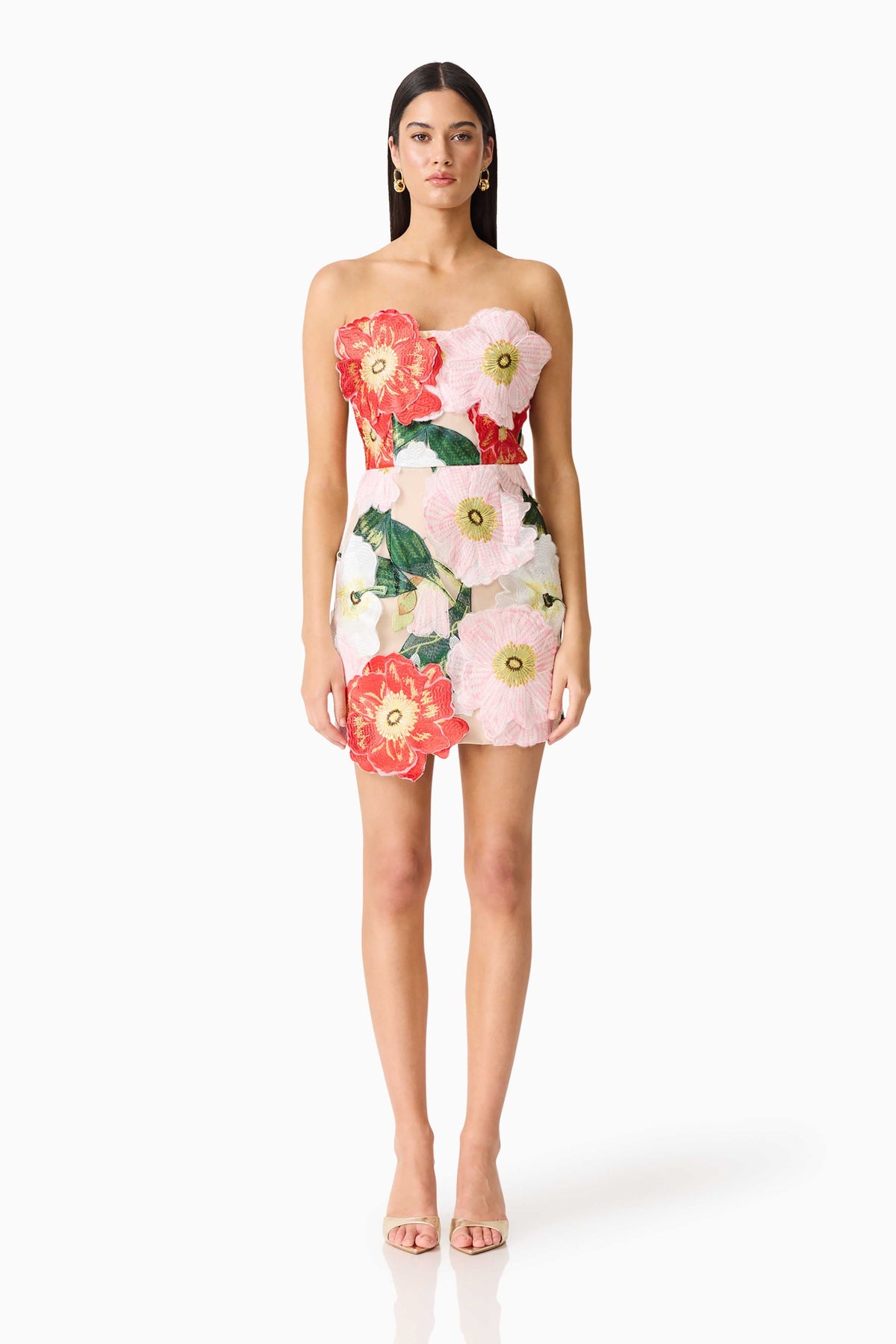 Solara Strapless Mini Dress in Pink Floral