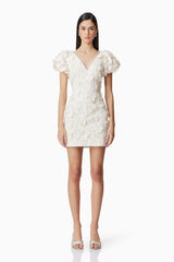 Scarlett Butterfly Mini Dress in White