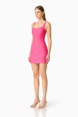 Opline Fitted Mini Dress in Hot Pink