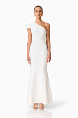 Opline One Shoulder Gown in White