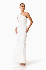 Opline One Shoulder Gown in White