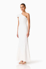 Opline One Shoulder Gown in White