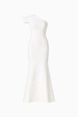 Opline One Shoulder Gown in White