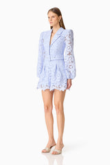 Lacy Long Sleeve Playsuit in Powder Blue