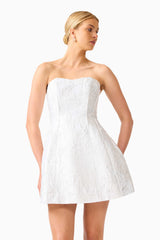 Floralie Strapless Mini Dress in Silver