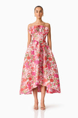 Floralie Strapless Gown in Pink Floral