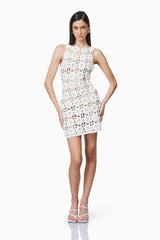 Elise Crochet Mini Dress in White