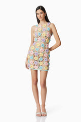 Elise Crochet Mini Dress in Purple