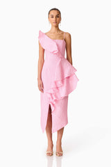 Briallen Jacquard Midi Dress in Pink
