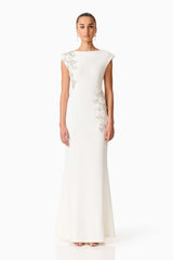 Veda Embellished Gown in White