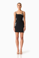 Veda Embellished Mini Dress in Black