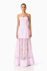 Saphine Strapless Lace Gown in Pink