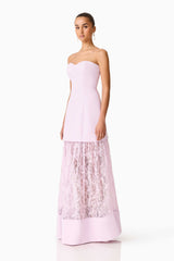 Saphine Strapless Lace Gown in Pink