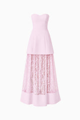 Saphine Strapless Lace Gown in Pink