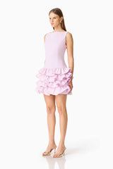 Saphine Ruffle Mini Dress in Pink