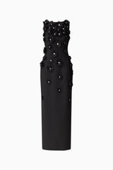 Dali Floral Applique Gown in Black