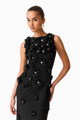 Dali Floral Applique Gown in Black